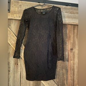 Kardashian kollection black long sleeve lace bodycon dress